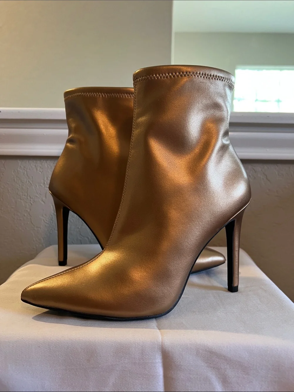 Jessica Simpson Metallic Bronze Pointed Ankle Boots
